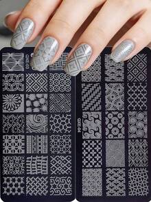 1pc Stainless Steel Nail Art Stamping Plates Set DIY Nail Stamping Templates With Leaves, Flowers, Animals, High Heels, Clothes Cartoon Pattern Designs Unscented Manicure Print Tools For Nail Art Designs - Multicolor - View 8