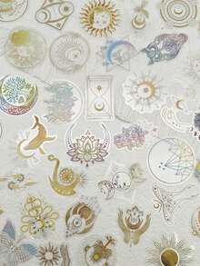 50张日月神话风格贴纸，PET透明材质，适用于笔记本电脑、手机、日记本、冰箱、衣柜、钱包、背包、信封、杂志等，DIY贴纸，节日派对礼物 - 1 Set - 查看 10