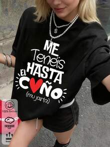 2026 Spring/Summer New Arrival: Unisex Heart-Printed Black Round-Neck Cotton T-Shirt, Comfortable Casual Wear For All Seasons - Black - View 2