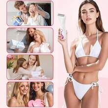 Women's Electric Shaver, Women's Electric Shaver, Bikini Trimmer With LCD Display, Rechargeable Body Hair Trimmer For Bikini, Underarms, Legs, Arms, Intimate Areas, White - Multicolor - View 7