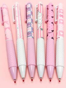 6pcs Pink Bow Tie Quick-Drying Neutral Pens, 0.5mm Fine Tip, Smooth Writing, Suitable For Office, Classroom And Other Scenarios, Suitable For Teenagers, Adults, Family, Office, Education And Classroom Writing Use - Multicolor - View 8