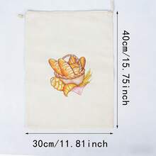 1pc Handmade Linen Bread Bag, Reusable With Drawstring Design, Suitable For Storing Toast, Bread, Sandwiches, Keeps Them Fresher Longer - Multicolor - View 14