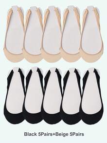 1/5/10 Pairs Pack Women's Soft Pad Sole Heel Strap No Show Socks, Low Cut Invisible Ankle Socks,With Non-Slip Gel At Heel, Suitable For Daily Use - Multicolor - View 9