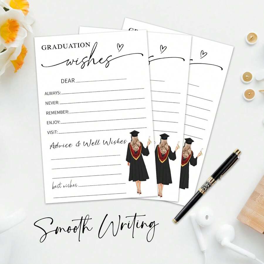 Tarjeta de felicitación de graduación de estilo minimalista de 4 pulgadas x 6 pulgadas, suministros para la fiesta de celebración de graduación de escuela secundaria y universidad 2026 - A - Ver 1