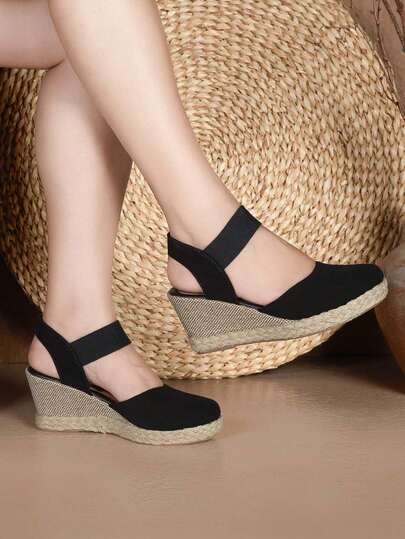  Sandália Anabela Feminina com Fecho em Elástico Sola Corda Macerata