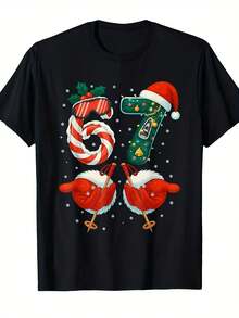 Men's Fun 67 Meme Picture 6&7 Digital Joke T-Shirt - Humorous 67 Design Printed Cotton Short Sleeve, S-3XL Multi Size Casual Dressing And Christmas Gift, Four Seasons Comfortable Men's Short Sleeve Shir (1) - Black - View 1