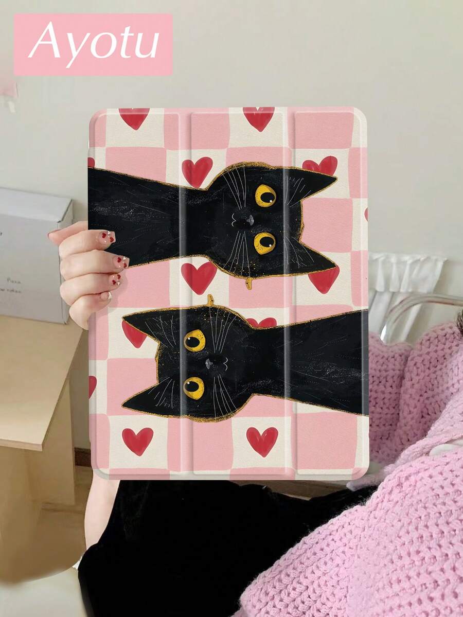 Ayotu Ốp máy tính bảng và ốp sách điện tử Kindle hình trái tim và mèo, tương thích với iPad thế hệ thứ 10, 11 inch/Air thế hệ thứ 4/Air thế hệ thứ 7/9.7 inch, tương thích với Samsung Galaxy Tab A9 Plus, Kindle (thế hệ thứ 11 - phiên bản 2024) (6 inch), Kindle Paperwhite thế hệ thứ 12 2024. Đây là món quà Giáng sinh tuyệt vời với họa tiết đơn giản và phong cách.