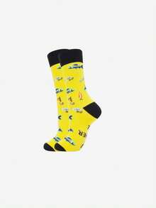 Randomly Gifted 1/3 Pairs Of Men's Colorful Block Design Fashion Short Socks, AB Style Socks Suitable For Fishing Enthusiasts, Soft And Comfortable, Suitable For Various Daily Outings And Home Use. - Multicolor - View 2