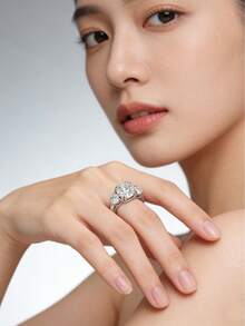 Anillos Trinity; Anillos de Moissanita; Tono plateado; Anillos de compromiso; Anillos de promesa; Joyería minimalista; Regalos de Ramadán; Festivales de buen augurio; Anillos apilables al estilo de Dubái. - Plata antigua - Ver 2