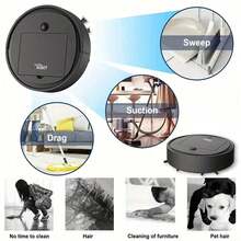 1500Pa Powerful Suction USB Rechargeable Robot Vacuum Cleaner 3-In-1 Sweeping, Vacuuming, Mopping For Pet Hair, Hard Wood Floor, Tile, Home & Office - A - View 10