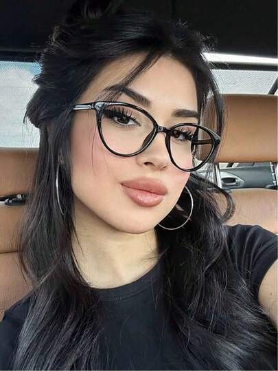 1 副复古黑色透明猫眼眼镜，复古玳瑁透明眼镜，适合女性日常阅读、通勤、海滩配饰，基本复古 Y2K 风格，休闲商务礼品。