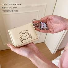 可爱小熊吊坠三折钱包，大容量学生/女士零钱包卡包，时尚 - 彩色 - 查看 5