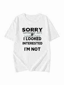 Women's Casual Round Neck Letter Print Loose Fit Short Sleeve T-Shirt, Versatile For Spring/Summer White - White - View 7