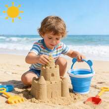 Foldable Beach Bucket Toy, Fun Beach Bucket, Creative Sand Tools - Ideal For Beach Play And Travel, Perfect Summer Or Birthday Gift - Multicolor - View 6