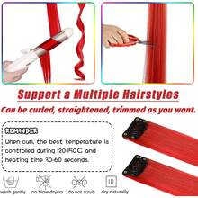 16 extensiones de cabello con clip, mechones de cabello morados para fiestas, extensiones de cabello suaves y largas, accesorios de cabelloíris para mujeres, niñas y niños, 55 - Putrefacción - Ver 11