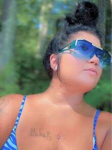 Square Oversized Sunglasses For Men Women, Flat Top Shield One Piece Lens Sunglasses Shades, Summer Beach Sunglasses CK2765 - 003-FF - 查看 8