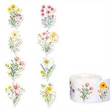 200 Peças Adesivos de Flores Silvestres, Decalques de Papel Floral Colorido, Buquê de Flores Adesivas À Prova d'Água para Envelope, Scrapbook, Decoração de Festa de Primavera - 200 unidades - Visão 4