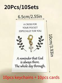 10Pcs Cross Keychain Set Pocket Inspirational Card Gift Lucky Talisman, Creative Gift Lucky Talisman Keychain For Friends - Multicolor - View 4