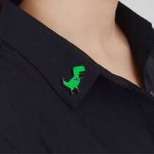 1pc White Dinosaur Mosaic Brooch - Green - View 4