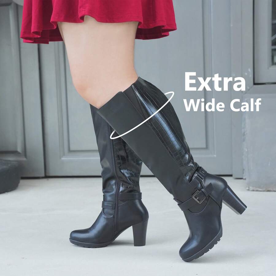 Botas y botines de ajuste ancho para mujer - Negro - Ver 1