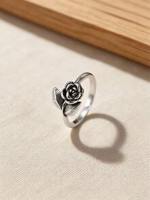 1件简约独特925纯银热销雏菊戒指，心形串珠戒指，玛格丽塔戒指，小玫瑰戒指，多种尺寸可选，轻盈缆绳链，波西米亚风格，高端轻奢DIY吊坠，女士精美珠宝，情人节礼物 JA - Small Rose Ring - 查看 2