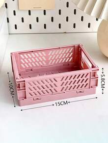 1个迷你可折叠塑料收纳盒，学生桌面整理盒，文具折叠篮 - 彩色 - 查看 12