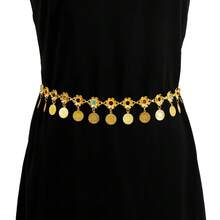 1 Multi-Color Vintage Coin Tassel Waist Chain,  Dress / Party Outfit Must-Have For Eye-Catching, Niche Personality Accessory Must Buy~ - 古金 - 查看 3