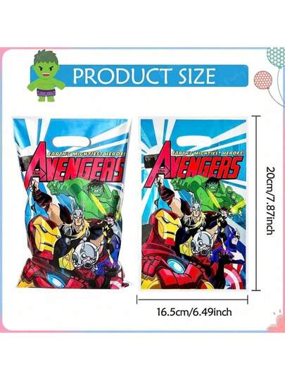  10pcs Marvel Avengers' "Earth's Strongest Hero" Party Gift Bag - Super Hero Theme Plastic Gift Bag, Birthday Party Supplies FT, Easter Gift