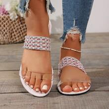 2026夏季新款女士平底拖鞋，户外波西米亚风拖鞋，时尚复古沙滩凉鞋 - 粉色 - 查看 15