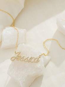 18K Gold Pave CZ Diamond Date Necklace - Custom Birthday Jewelry - Full Diamond Necklace Style 2 - View 10