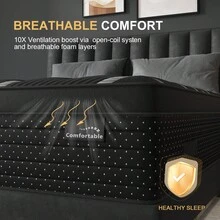 Duchess 12"14"Twin Full Queen King Size Bed Mattress In A Box, Medium Firm Hybrid Pocket Spring Gel Memory Foam Mattress For Motion Isolation & Silent Sleep&Lumbar Support & Pressure Relief - 14寸 - 查看 4