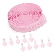 177 cm Cerniera a catena + 10 pezzi di cursori di cerniera coordinati, cursori di cerniera a forma di cuore solido, cerniera in nylon n. 3 nei colori macaron, adatti per borse, zaini, portafogli, tessuti per la casa, sostituzione per cucire e fai da te - #3 Nylon + Cuore - Visualizzare 10