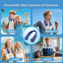 Neck Fan, Neck Personal Fan, Adjustable, 360 ° Cooling, Ultra Quiet, Bladeless Fan Design, No Hair Distortion, Uniform Air Flow On Both Sides, Anti Slip, Short Charging Time, Long Use Time, A Good Partner For Office Travel - White - View 11