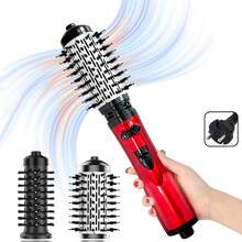 1-Step Volumizing Hair Styler - Hot Air Brush. 2-In-1 Curling & Straightening Function, 360° Auto Rotation, 1000W Power, 2 Interchangeable Brush Heads, Ceramic Coating For Smooth & Shiny Hair, Suitable For All Hair Types. Perfect Holiday Gift. - Multicolor - View 13