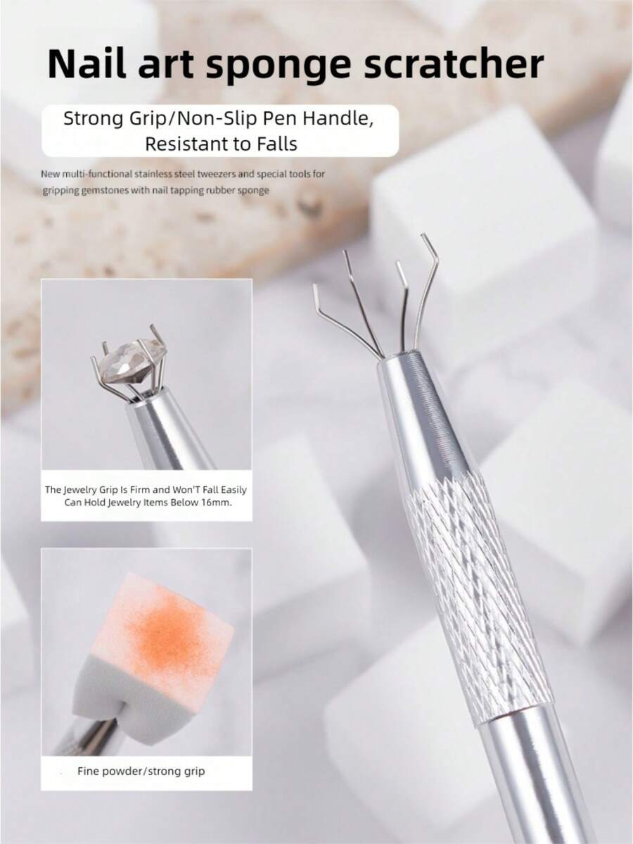 Baoshiman Rubber Sponge Clamp, Professional Manicure Tool, Stainless Steel Clip For Nail Salon, Suitable For Nail Decoration, Valentine's Day, New Year, Nail Salon, Home DIY - Multicolor - View 1