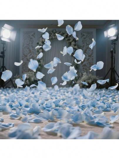 1600 pétalos de rosa de color azul claro - Juego de pétalos de flores artificiales de lujo, adecuado para decoración de esparcimiento romántico, perfecto para la decoración del pasillo de la boda, propuesta, compromiso, fiesta de cumpleaños, renovación de votos, ambiente romántico, telón de fondo fotográfico, centro de mesa para comedor, ducha nupcial, tema nupcial, decoración de eventos, manualidades DIY, decoración del hogar, acentos de celebración, tono azul cielo suave