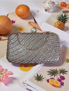 Handbags, Evening Bags, Bags With Rhinestones And Pearls, Removable Chain Shoulder Straps. - Rượu sâm banh - Xem 3