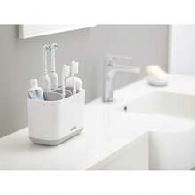Compact Toothbrush Holder Caddy Bathroom Storage , Grey/White, Regular - Xám/Trắng - Xem 3