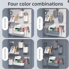 1pc/2pcs/4pcs/5pcs Wall Mounted Pegboard Storage Rack, Easy Installation, Thickened Wall-Mounted Design, Perfect Space Utilization Solution For Bathroom, Kitchen, Living Room, Office, No Drilling Required, Multi-Functional Organizer For Home, Kitchen, Bathroom, Dorm Room - Multicolor - View 5