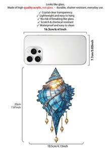 1件贝壳墙饰，海岸波西米亚航海风格悬挂装饰，蓝色贝壳墙画，海滩风格家居装饰，优雅室内装饰，适用于客厅、卧室、阳台、窗帘墙面展示，海洋主题装饰品，夏季家居礼物，2D平面亚克力装饰 - 彩色 - 查看 8