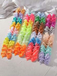 4/20/40/60pcs Random Color Ribbon Twirl Hair Clips Bow Hair Accessories Girls Teens Gift - Multicolor - View 5