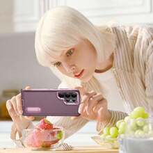 Case For Samsung Galaxy S23 Ultra Layer Case - Built-In Stand With Two Screen Protectors - Pink, 41813063 - Red Violet - View 2