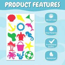 75PCS Assorted Summer Theme Tanning Stickers Pack Fun Vinyl Tattoo Style Patterns For Teens Adults Sun Tan Body Art Beach Vacation Festival Party DIY Decoration Transparent Color Reusable Material - Phong cách mùa hè 1 - Xem 3