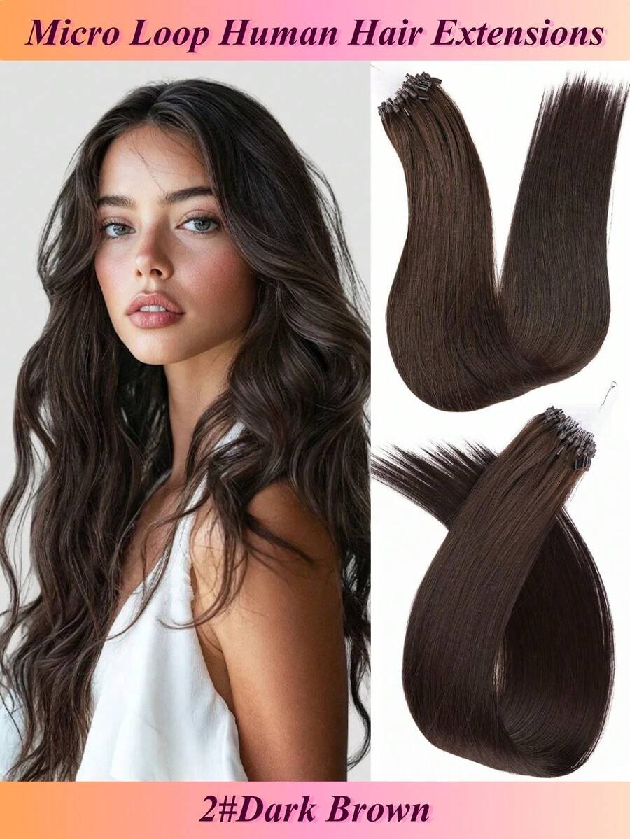 Micro Loop Human Hair Extensions Healthy End Micro Link Micro Ring 50 Pcs/30 G Straight Natural Hair