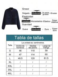 Chaqueta Bomber de Mujer, Chaqueta de Manga Larga y Manga Corta con Botones, Negra. - Negro - Ver 10