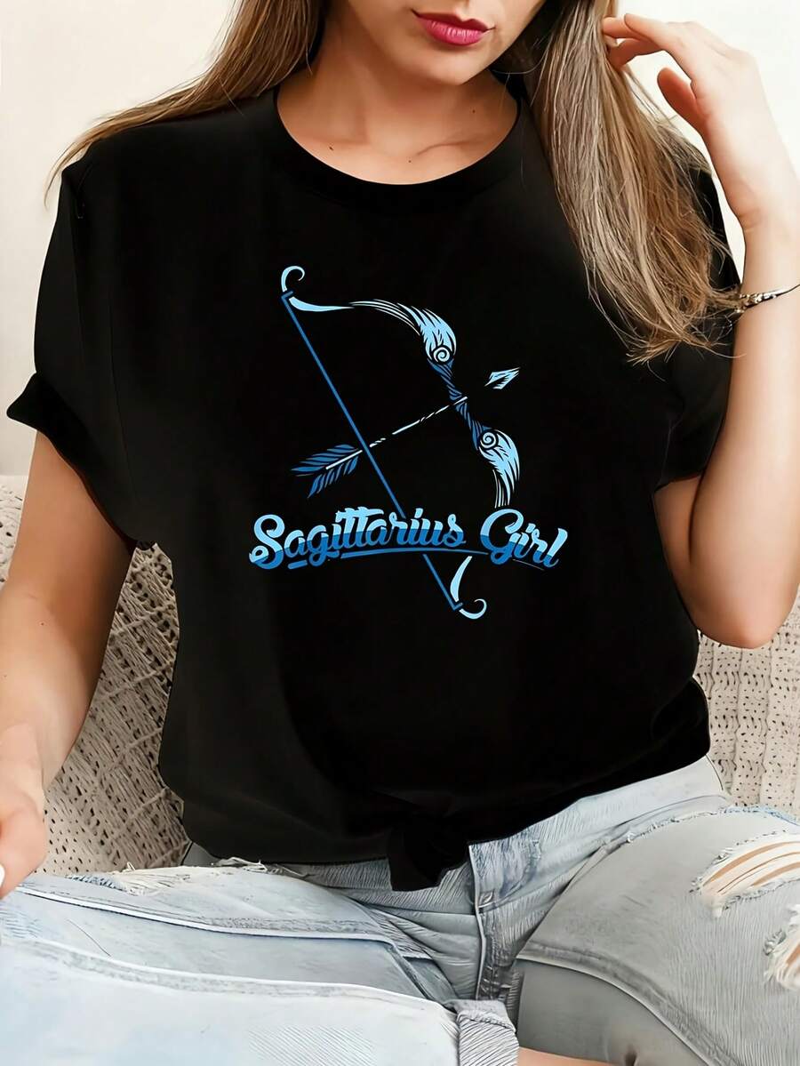 Very interesting prints 9 4 Camiseta de algodón 100% femenino camiseta Casual 220g Funny Graphic Short Sleeve 1 PCS Tee Novelty Crew Neck Oversized Top - Negro - Ver 1