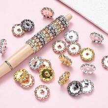 20pcs 15mm Fashion Gold & Silver Wave Shaped Transparent Rhinestone Spaced Beads, Shiny Diamond Rondelle Bead, Perfect For Jewelry Making Bracelet Necklace Earrings DIY Pen Bead Decoration Craft - Wave-shaped Drill Bit - View 1