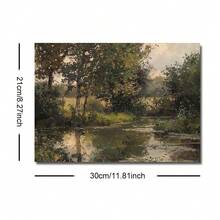 1 Tranh phong cảnh đồng quê, hồ nước, cây cối, có khung/không khung, tranh canvas phong cảnh mộc mạc cổ điển, tranh treo tường trang trí nhà nông thôn, nhà tranh kiểu nông trại, tranh retro cho căn hộ, phòng khách, phòng ngủ, trang trí nhà hiện đại. - A - Xem 11
