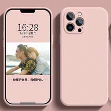 Soft Liquid Phone Case With Velvet Cloth For IPhone 11 12 13 14 15 16 Pro Max 17 17 Pro Max S21 22 23 24 25 26 Plus Ultra, Pixel 6 7 8 Pro 9A 9 Pro Xl 10 10 Pro - Pink - View 2