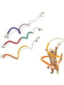 1pc Cat Chewing Rope Toy, Christmas Gift, Dental Care Sisal Rope Toy For Chewing, Cleaning, Durable, Cat Teaser, Self-Entertainment, Stress Relief, Help You Sleep Well - Multicolor - View 4